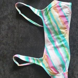 Medium rainbow pastel tie dye ribbed bikini top